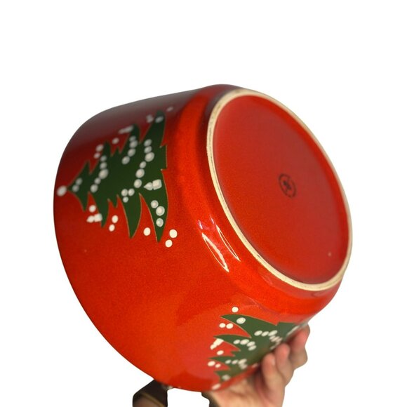 VTG Waechtersbach Christmas Tree Serving Bowl | 9" Red Vegetable Dish Germany - Picture 4 of 8